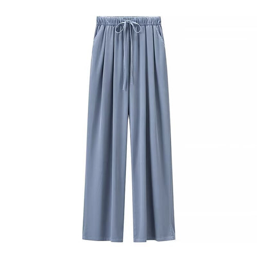 Damen Weite Palazzo‑Hose mit hohem Elastbund, Tunnelzug und Eingrifftaschen Drune