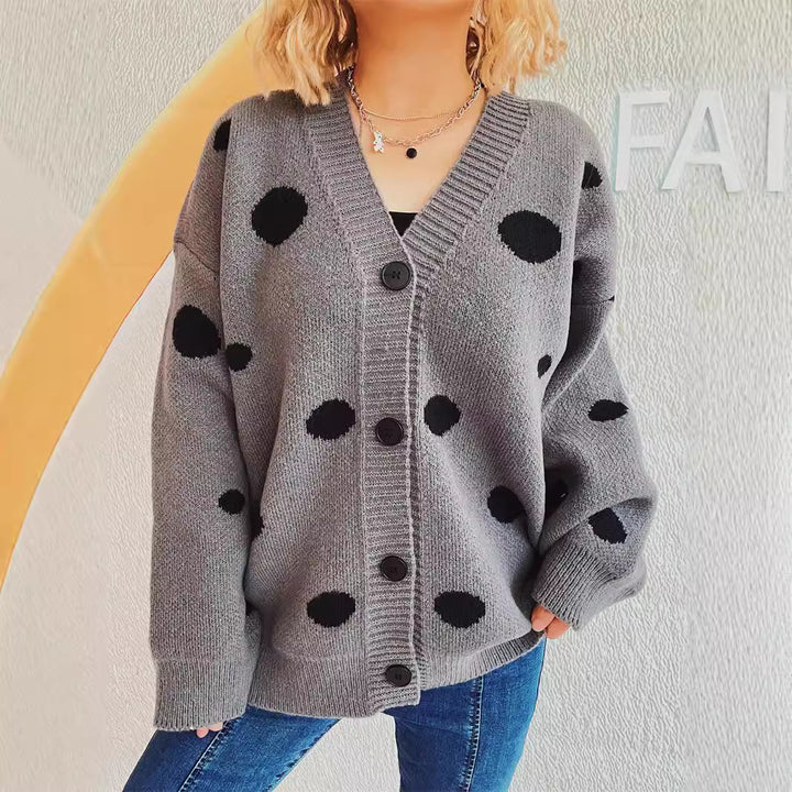 Damen modischer Strickcardigan mit einzigartigem Punktedesign und bequemen Schnitt Drune
