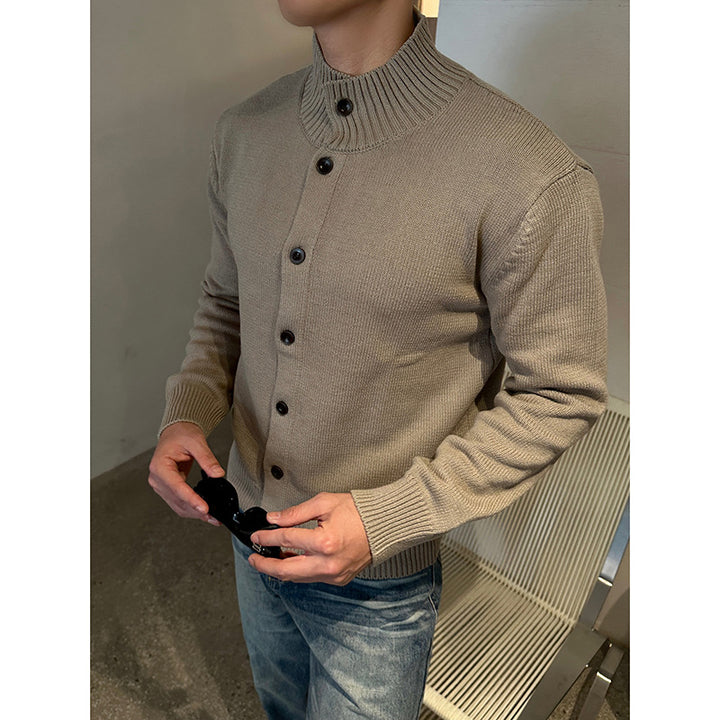 Herren Strickjacke mit Stehkragen und Knopfleiste Drune