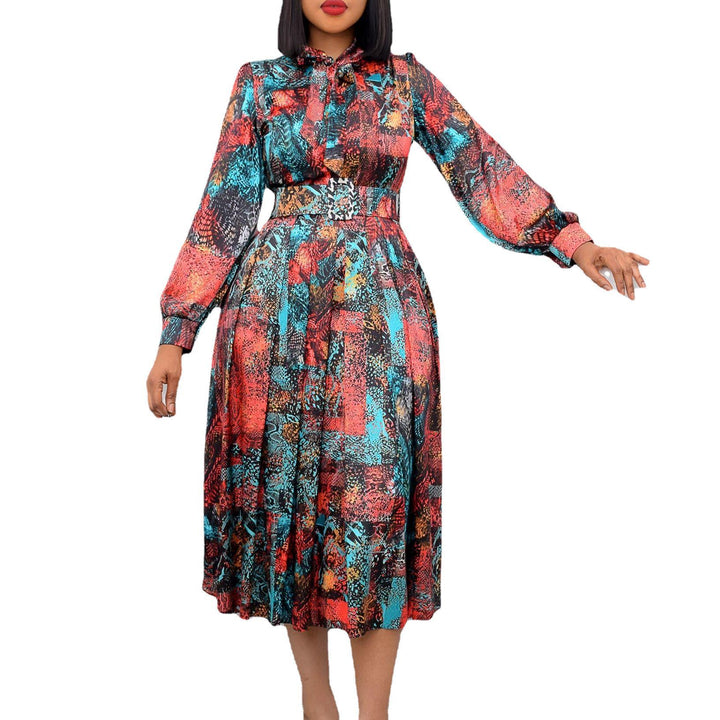 Damen Midi-Kleid mit eleganter Schleife und moderner Gürtelakzentuierung Drune