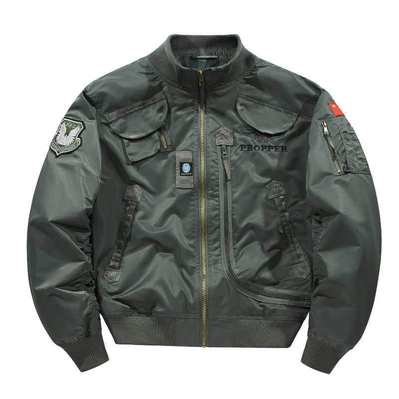 Herren Piloten-Bomberjacke mit Vintage-Utility-Taschen und klassischem Flieger-Schnitt Drune