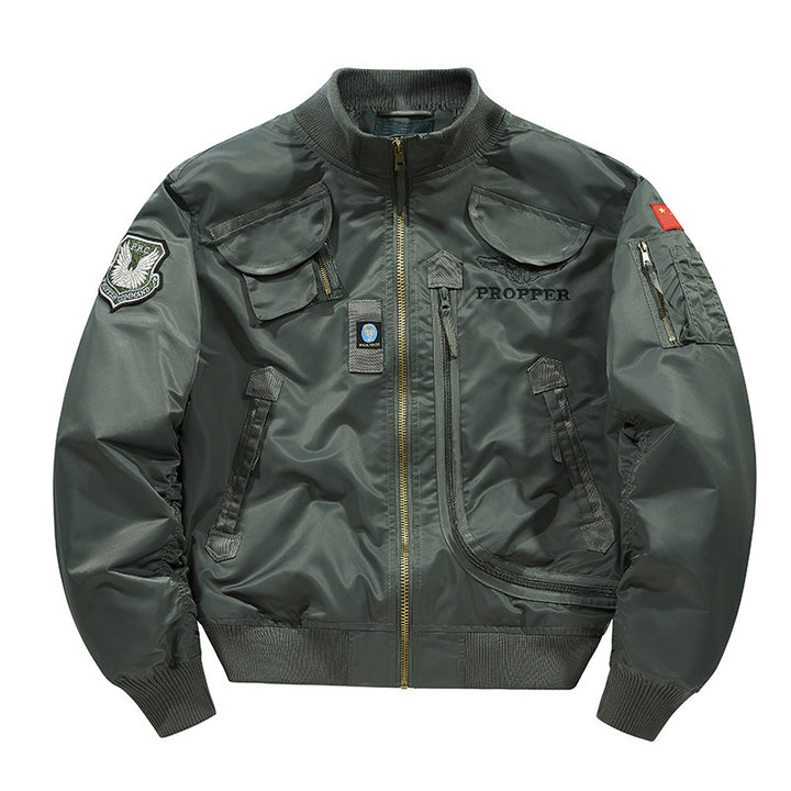 Herren Piloten-Bomberjacke mit Vintage-Utility-Taschen und klassischem Flieger-Schnitt Drune