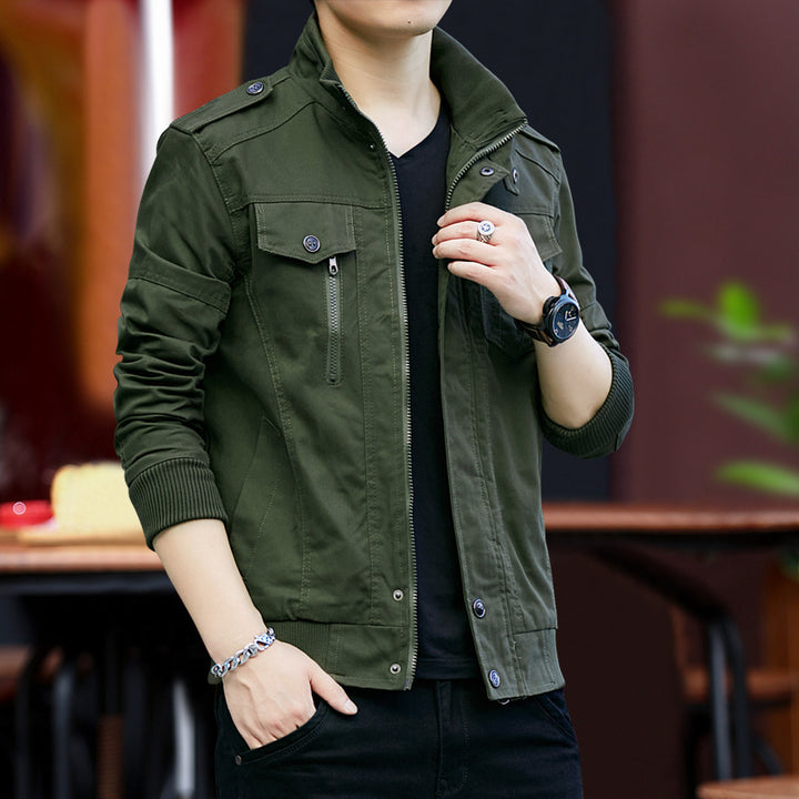 Herren Modische Utility-Jacke mit hohen Reißverschlusstaschen Drune
