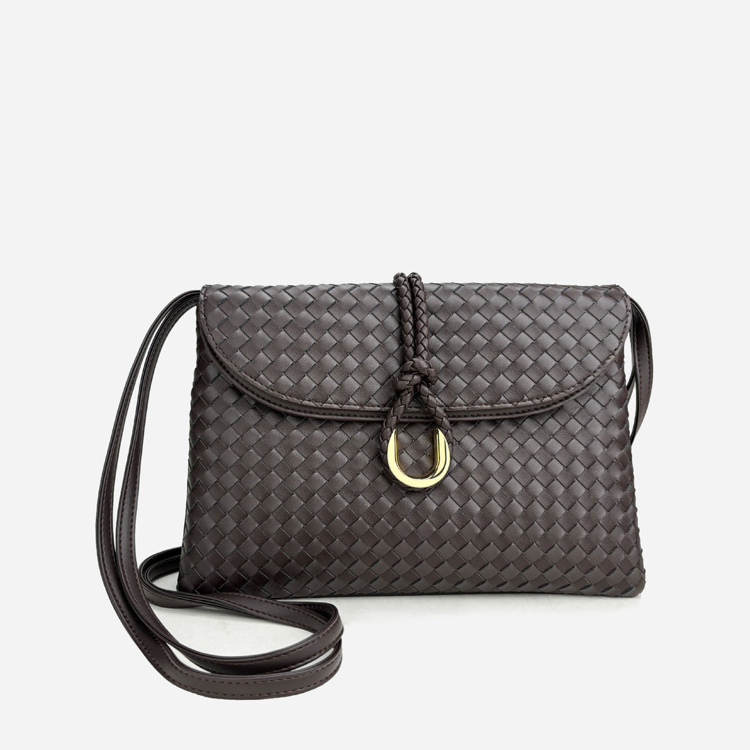 Damen handgewebte Leder-Clutch mit Distinktivverschluss Drune