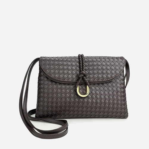 Damen handgewebte Leder-Clutch mit Distinktivverschluss Drune