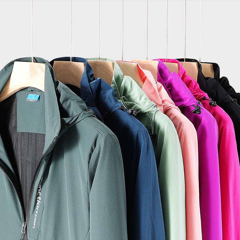 Herren Leichte atmungsaktive Kapuzen-Windjacke mit Mesh-Futter, Reißverschlusstaschen und elastischen Bündchen Drune