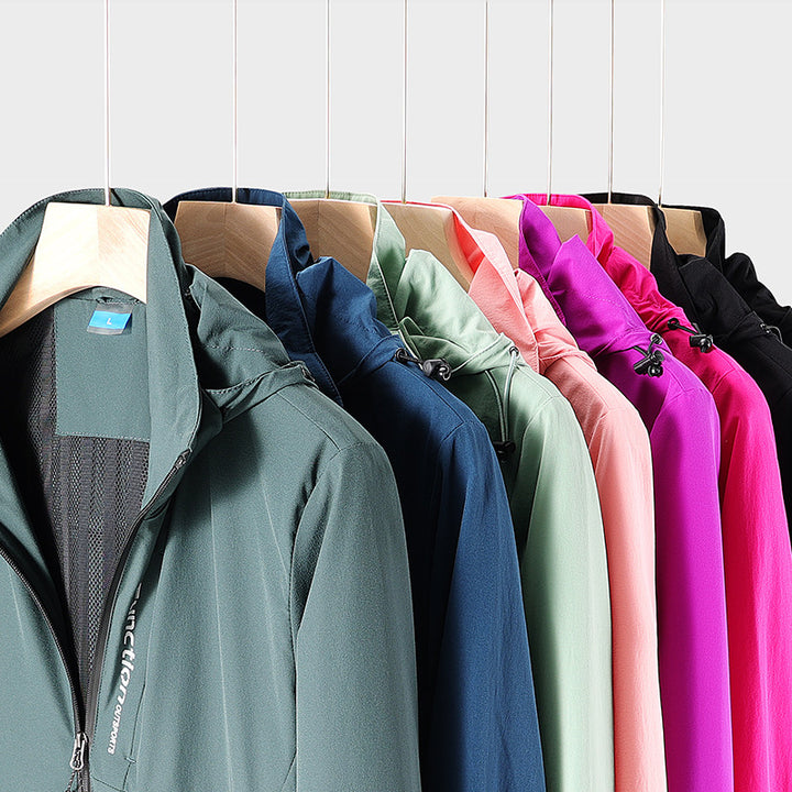 Herren Leichte atmungsaktive Kapuzen-Windjacke mit Mesh-Futter, Reißverschlusstaschen und elastischen Bündchen Drune