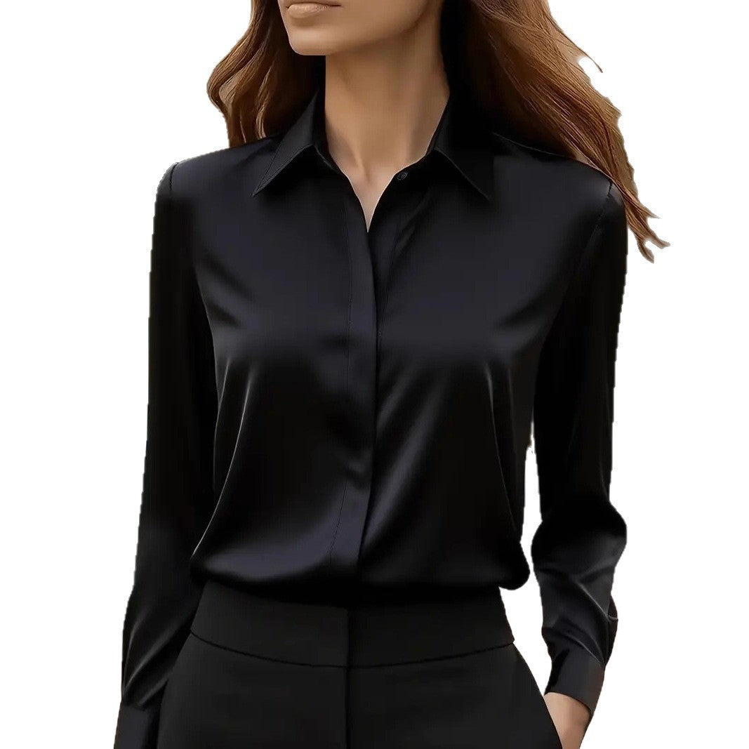 Damen Elegante satiniert Bluse Drune