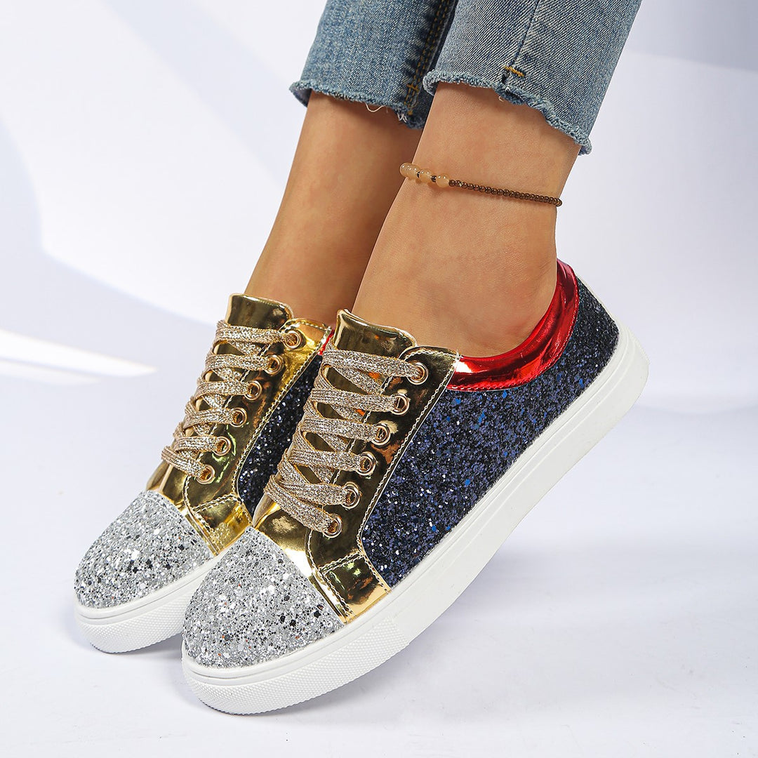Damen  Glitzer-Sneaker mit funkelnder Zehenkappe, metallic-Overlays und gepolstertem Komfortfußbett Drune