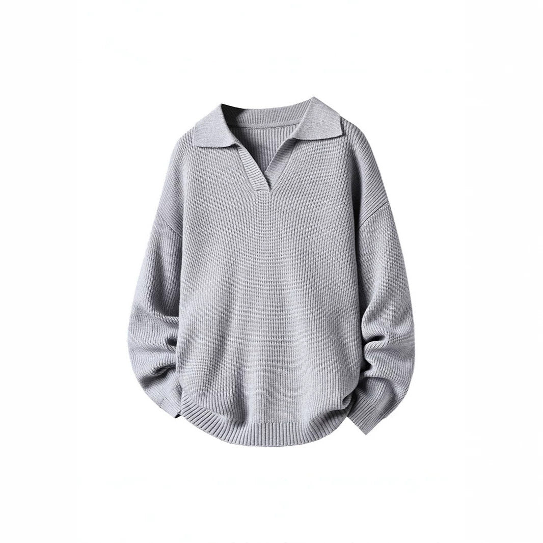 Damen Oversized Pullover mit Kragen Drune