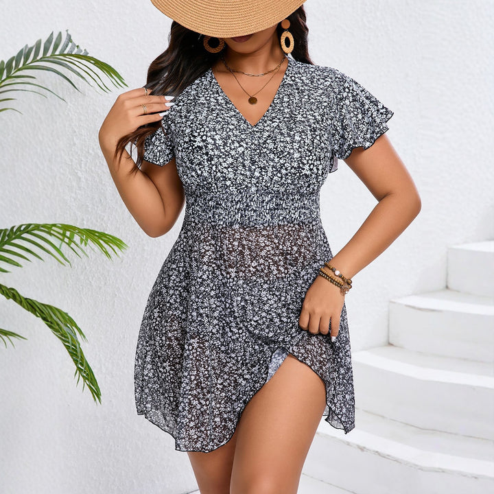 Damen Strandkleid mit floralem Design und Raffung Drune