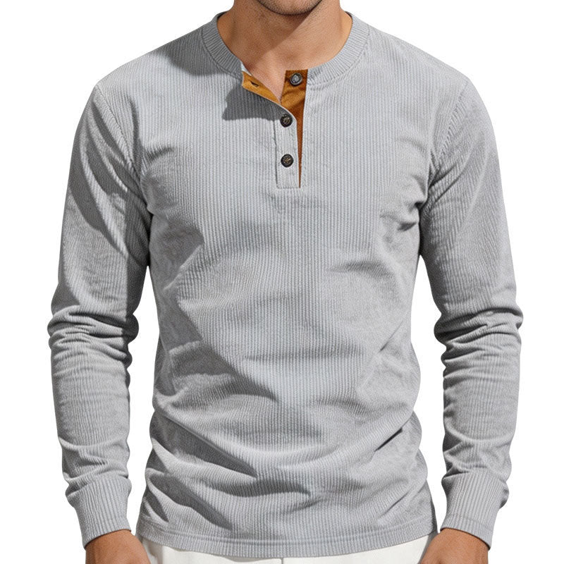 Herren Thermo-Ripp-Langarm-Henleyshirt mit Knopfleiste Drune
