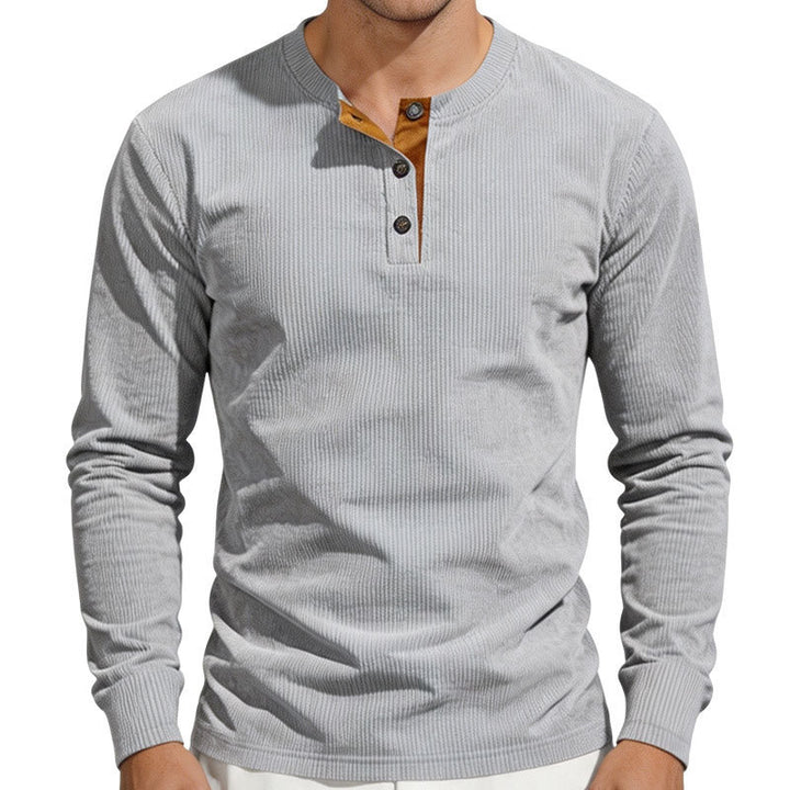 Herren Thermo-Ripp-Langarm-Henleyshirt mit Knopfleiste Drune