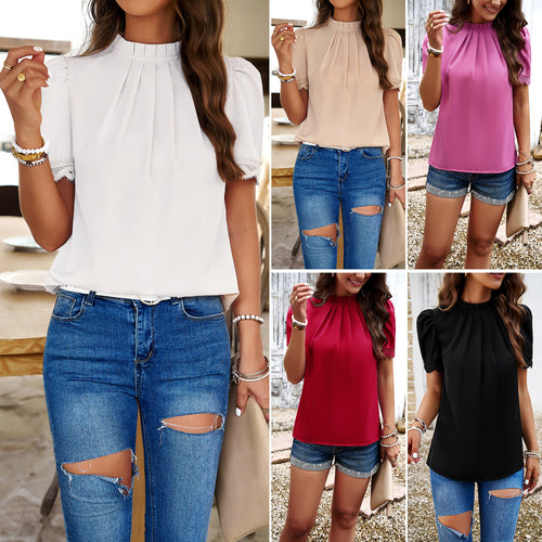 Damen Bluse mit elegante Rüschen und zurückhaltenden Falten Drune