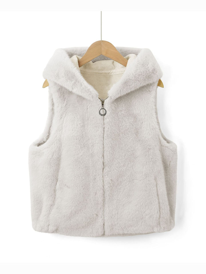 Damen Fleece-Weste mit Kapuze Drune