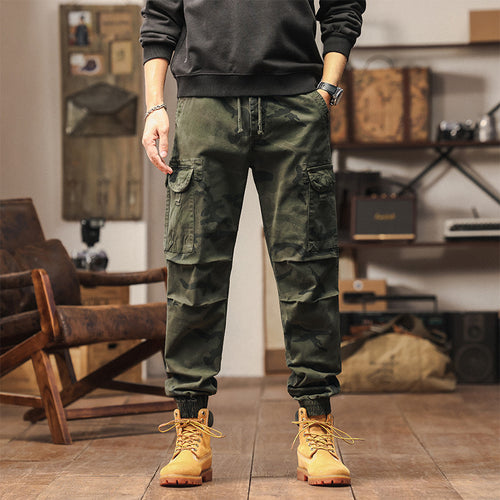 Herren Military-Style Cargo-Jogger aus Baumwollmix mit elastischem Tunnelzugbund und modularen Klappentaschen Drune