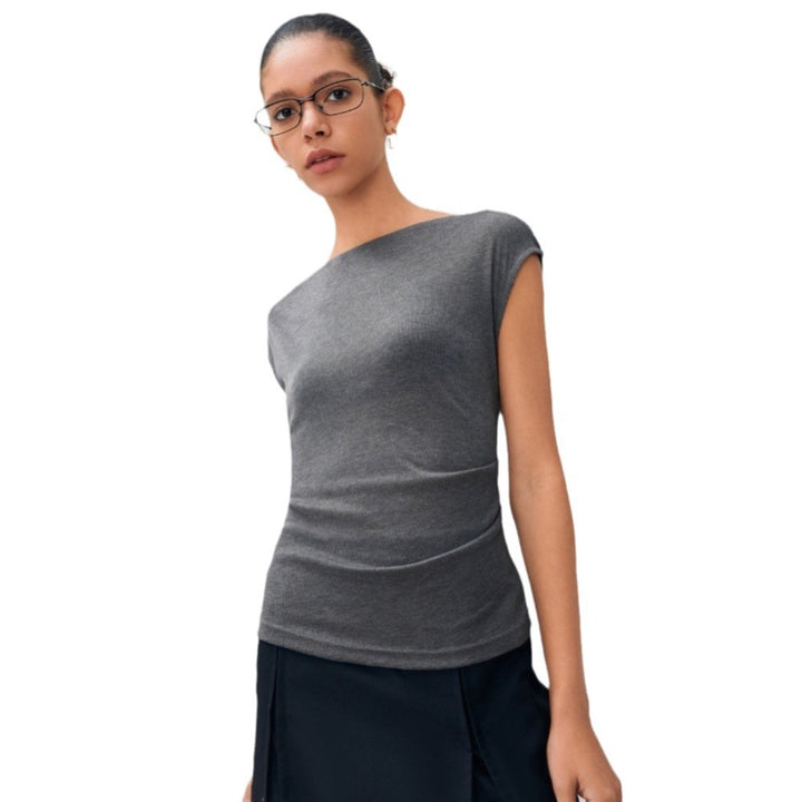 Damen elegantes Oberteil mit asymmetrisch drapiertem Design Drune