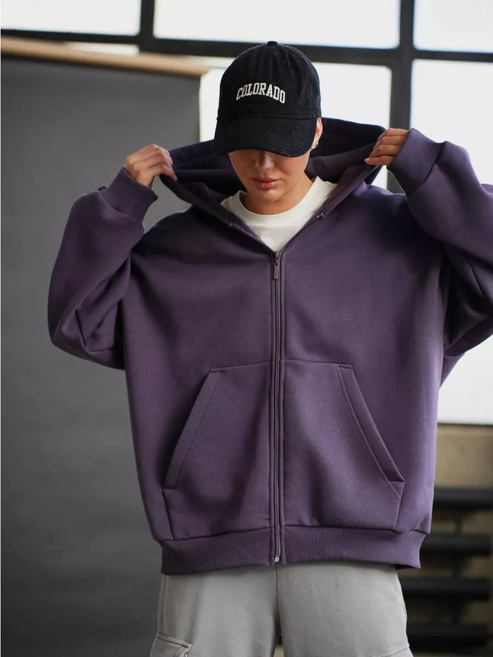 Damen Bequemer Fleece-Kapuzenjacke Drune