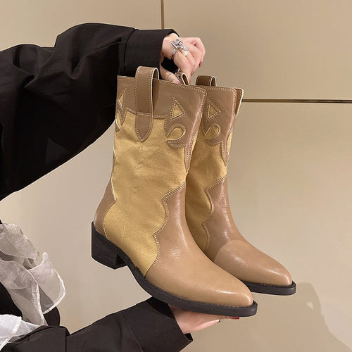 Damen Cowboy-Stiefel mit modischem Stickmotiv Drune
