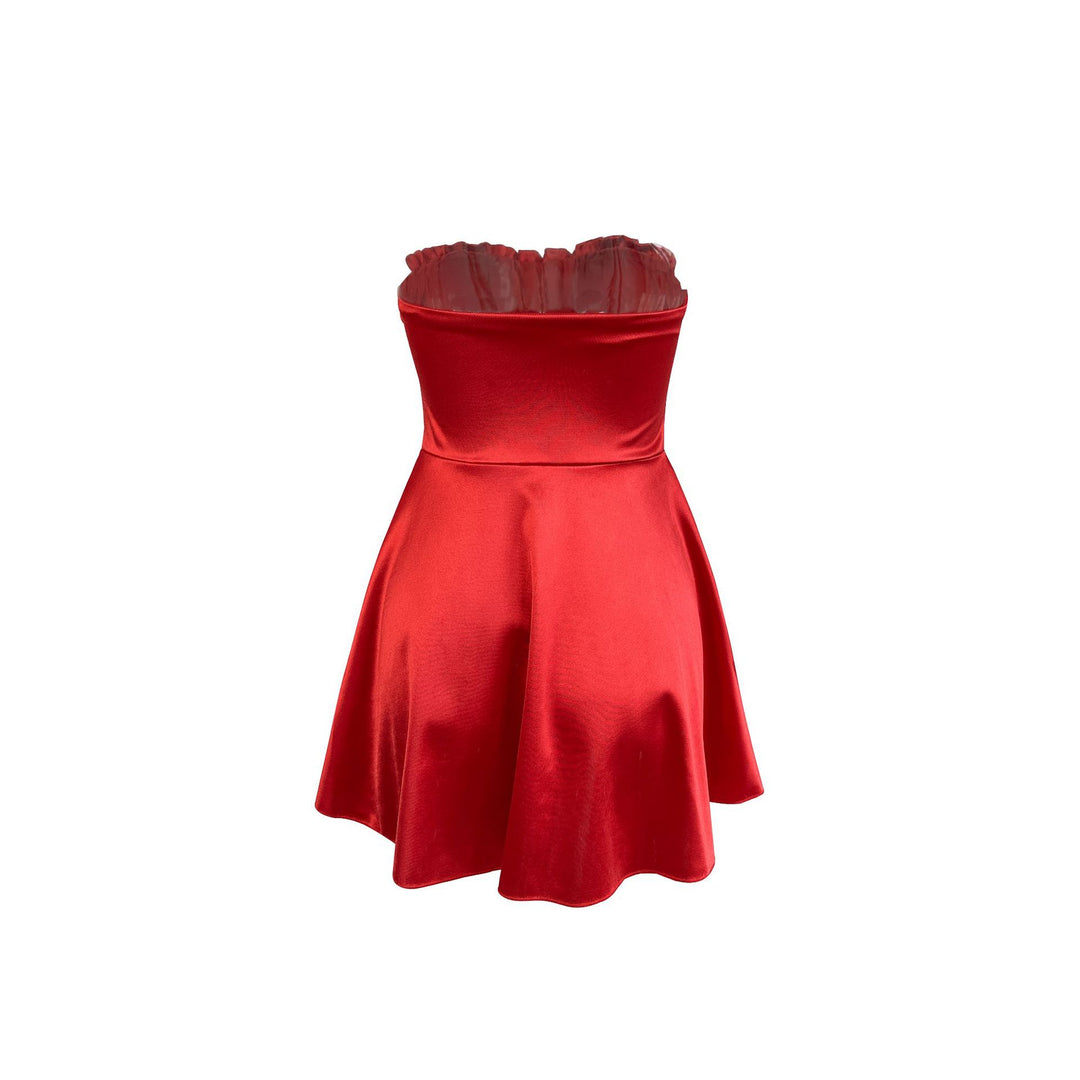 Damen Sommerliches Minikleid mit tailliertem Oberteil und schwingendem Rock Drune