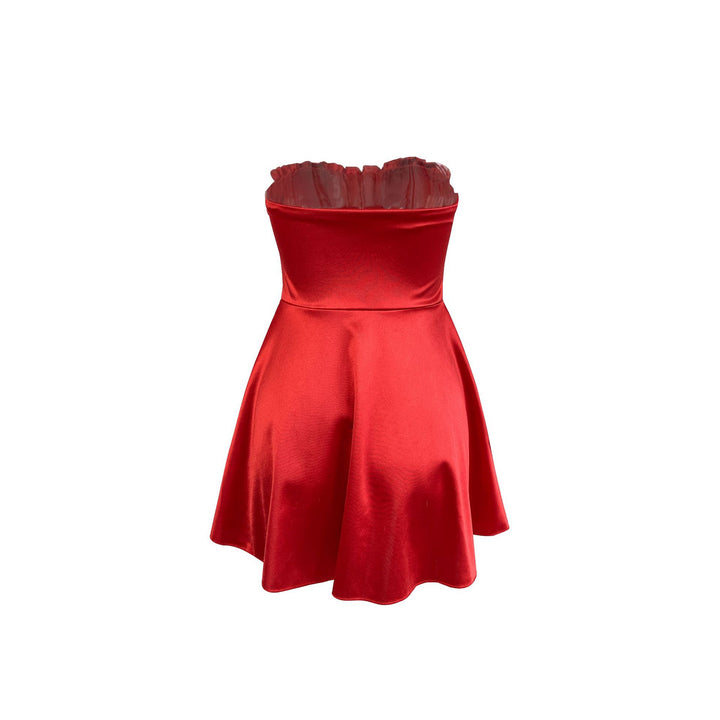Damen Sommerliches Minikleid mit tailliertem Oberteil und schwingendem Rock Drune