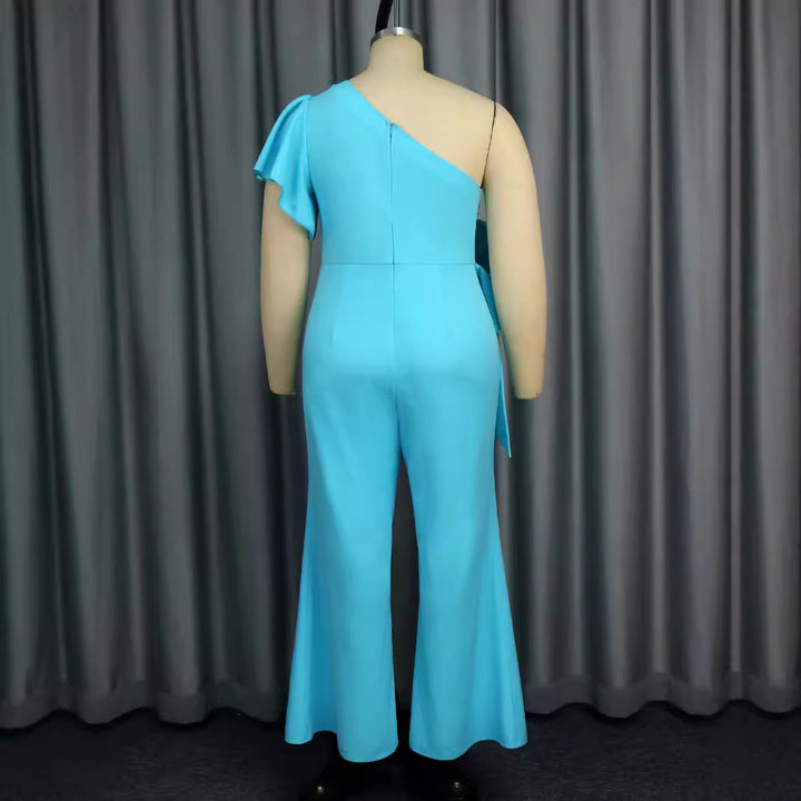 Damen Jumpsuit mit asymmetrischem Schnitt und voluminösem Blumenakzent Drune