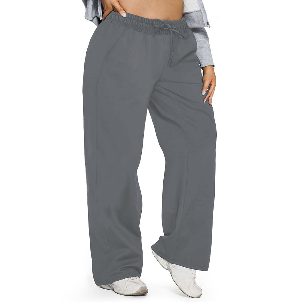 Damen Weite High-Waist Yogahose mit Leopardenmuster und Kordelzug Drune