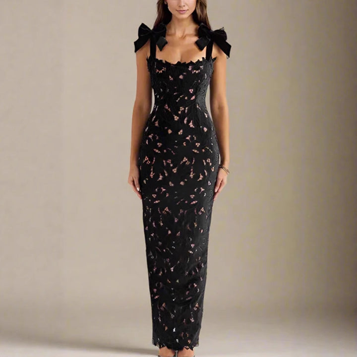 Damen Elegantes Spitzenkleid mit Schleifenärmel Drune