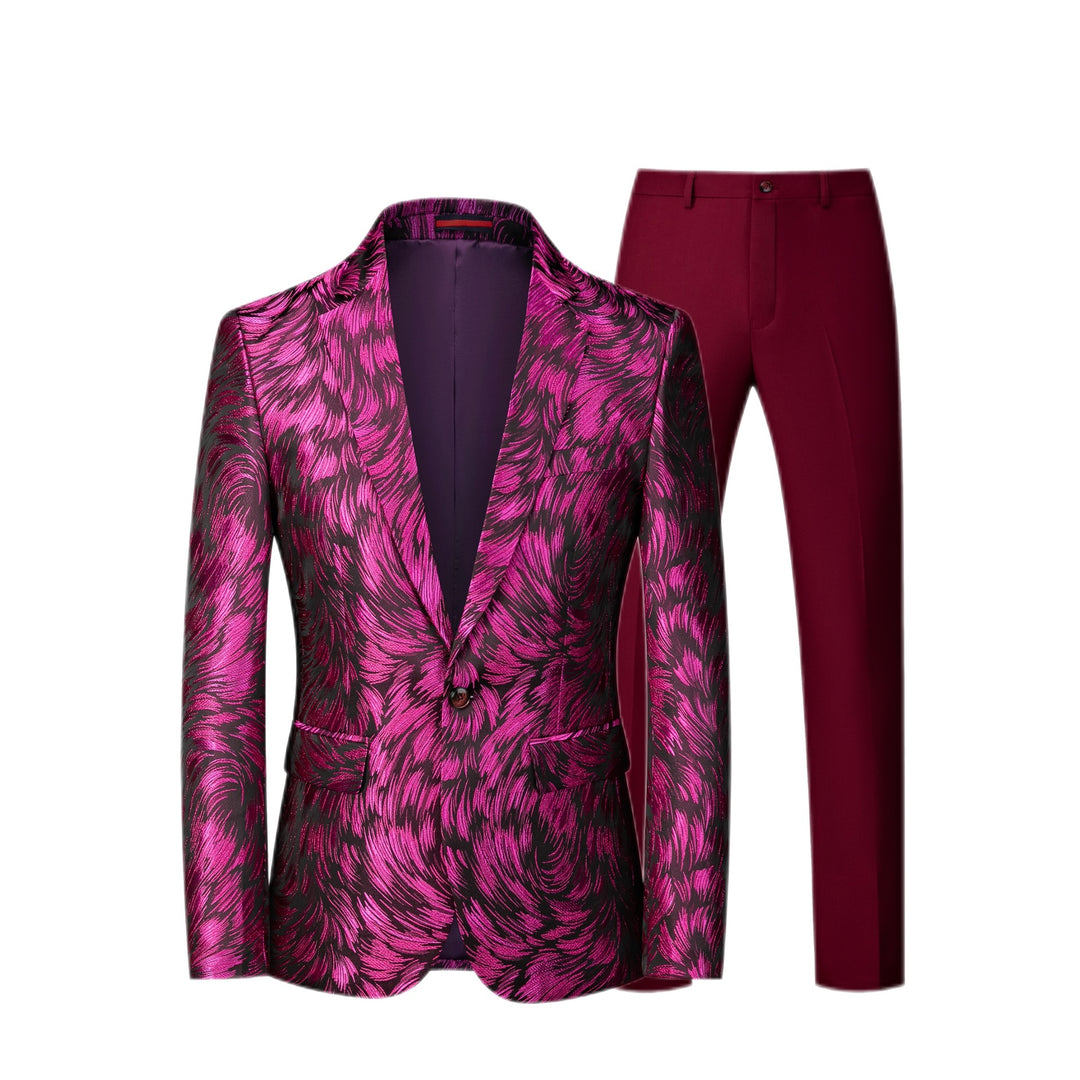 Herren Jacquard-Sakko mit Slim-Fit Anzughose Drune