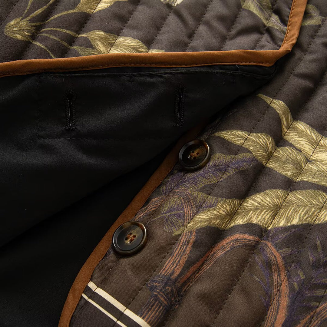 Damen Steppjacke mit botanischem Print und offenem Kimono-Schnitt Drune