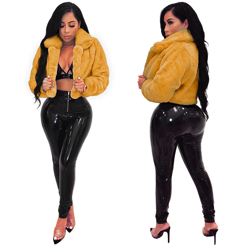 Damen Cropped Kunstpelz‑Blouson mit tailliertem Schnitt, Stehkragen und weichem Teddy‑Finish Drune