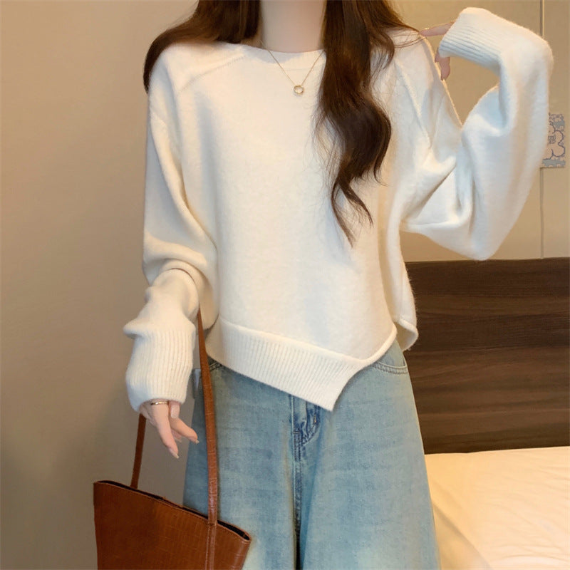 Damen lässiger Strickpullover mit überschnittenen Schultern und feiner Struktur Drune