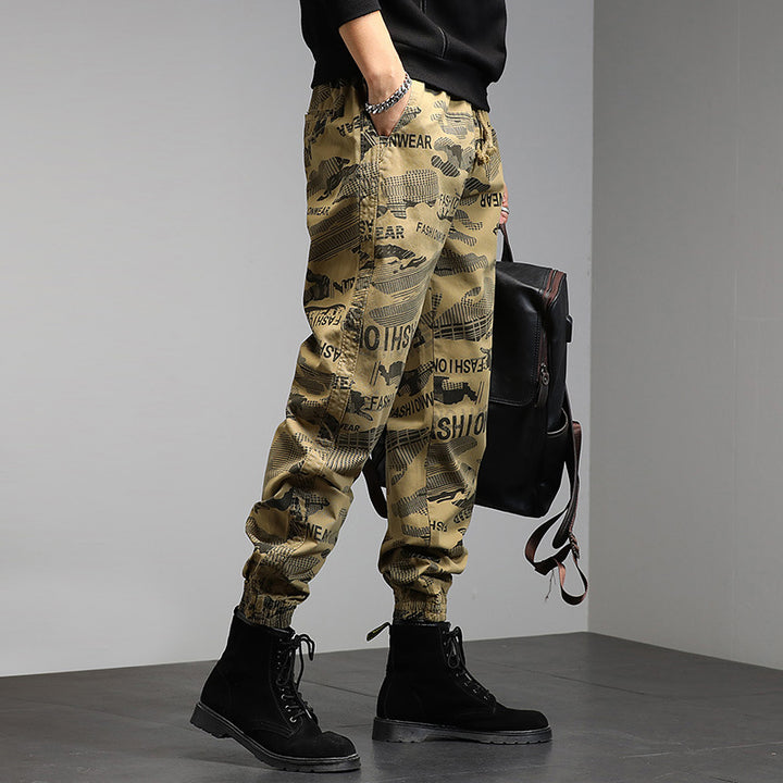 Herren Cargohose im Joggerstil mit Camouflage‑Print, Elastischem Tunnelzugbund und Klappentaschen Drune