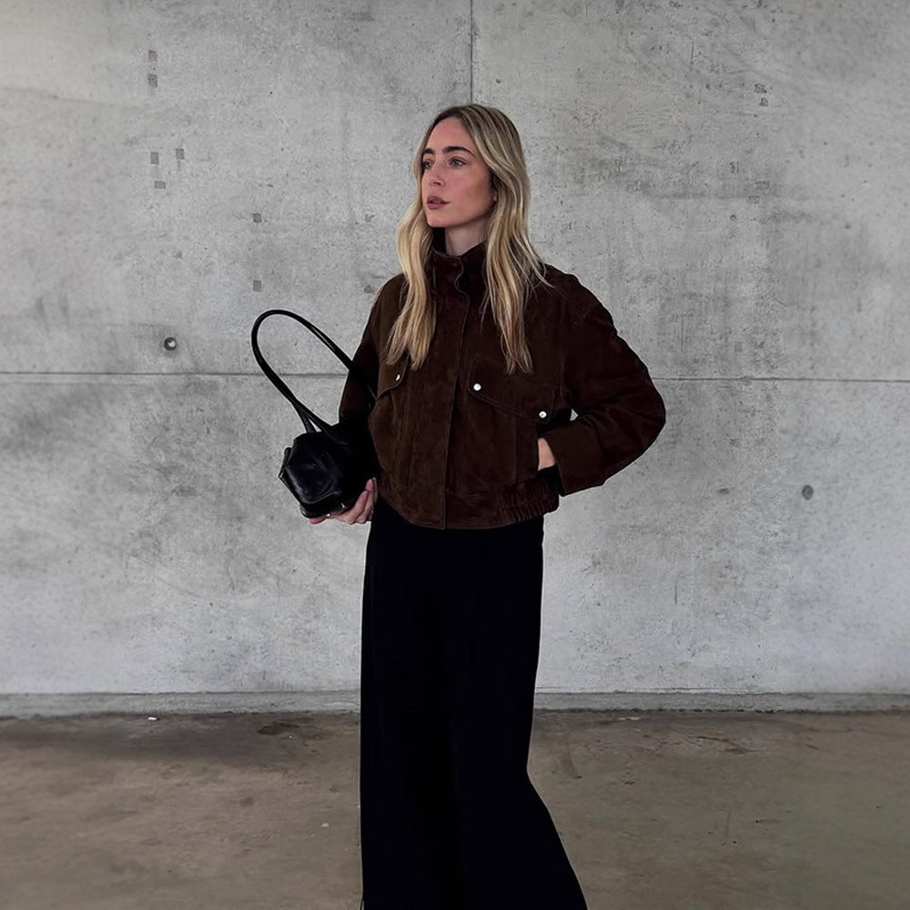 Damen Kunstlederjacke mit strukturiertem Schnitt und praktischen Taschen Drune