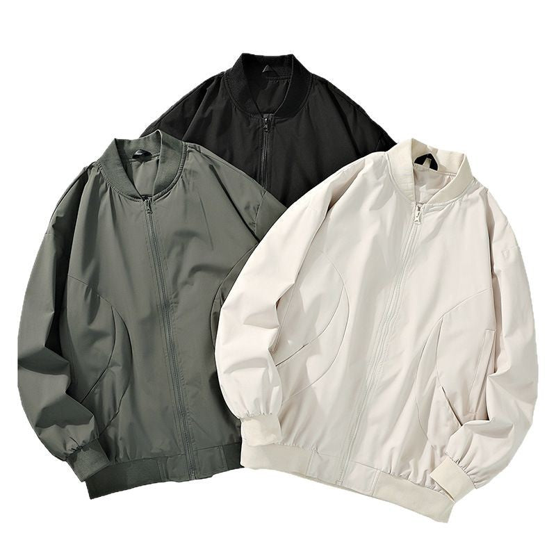 Herren leichter Oversize-Bomber mit elastischen Rippbündchen und verdeckter Reißverschlussblende Drune