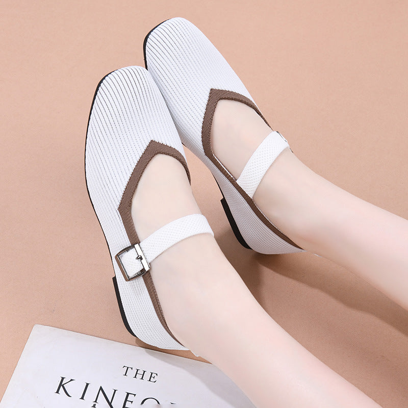 Damen Elegante Schnallenriemen Ballerinas Drune