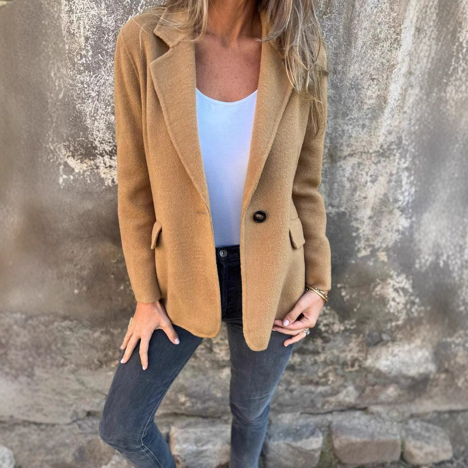 Damen elegante Wolljacke mit schmalem Schnitt Drune
