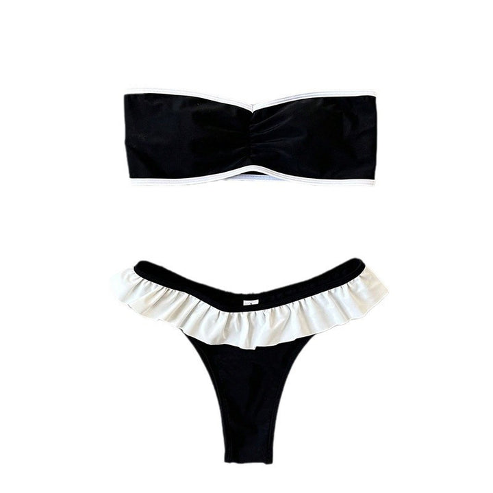 Damen Bandeau-Bikini mit Rüschendetails und kontrastierenden Akzenten Drune