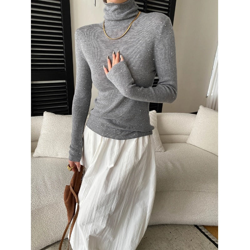 Damen hautenger Rollkragenpullover aus feinem Strick Drune