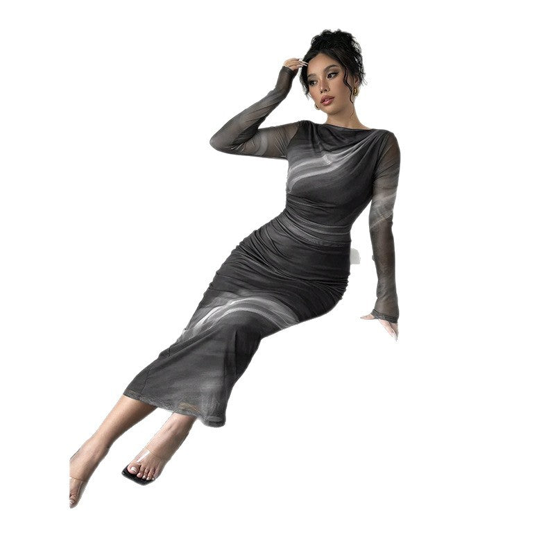Damen Elegantes Wickelkleid mit Struktur Drune