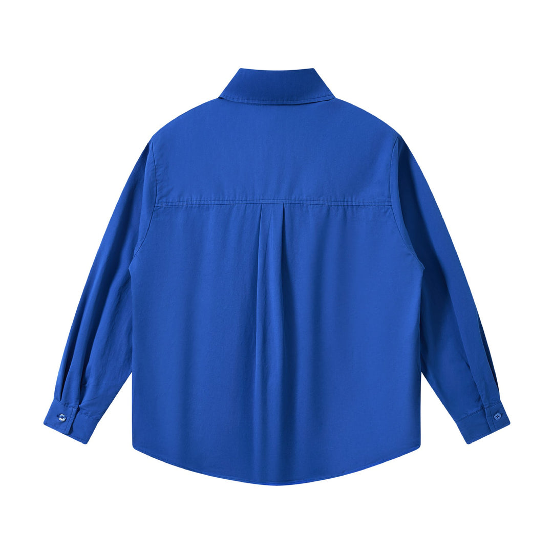 Unisex Oversize Hemdjacke aus leichter Baumwollmischung mit Brusttasche und abgerundetem Saum Drune
