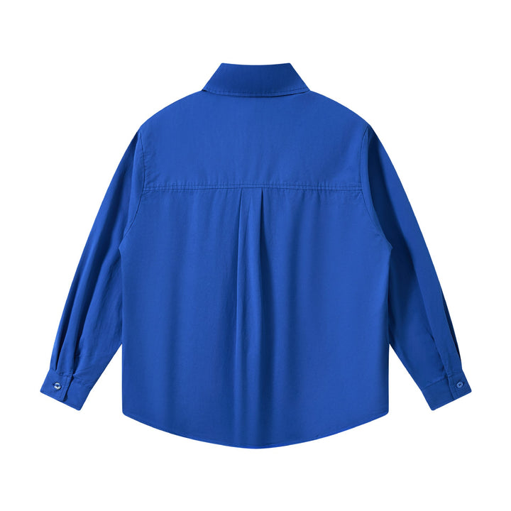 Unisex Oversize Hemdjacke aus leichter Baumwollmischung mit Brusttasche und abgerundetem Saum Drune