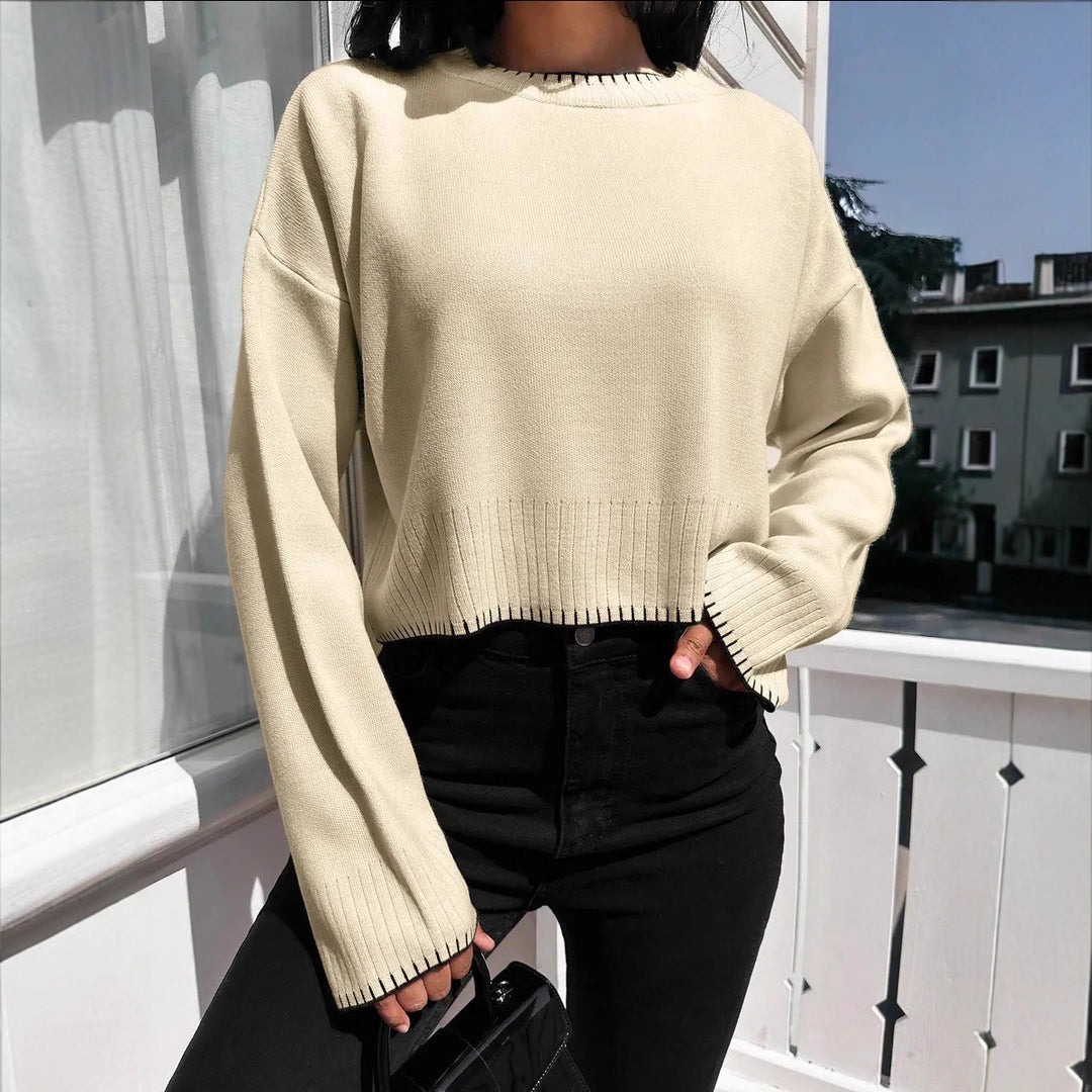 Damen Modischer Pullover mit asymmetrischen Kanten und strukturiertem Design Drune