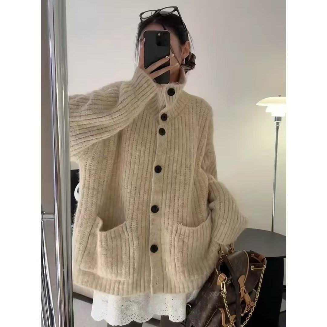 Damen Kuscheliger Grobstrick Cardigan Drune