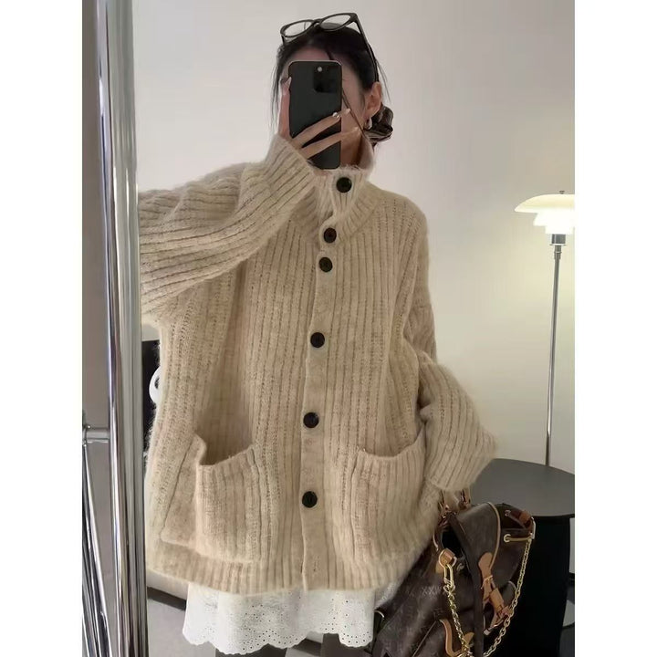 Damen Kuscheliger Grobstrick Cardigan Drune