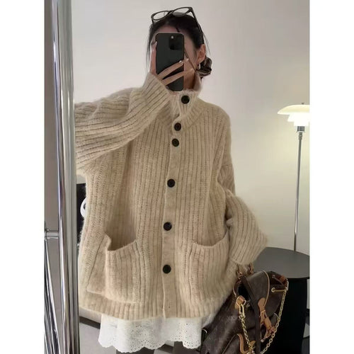 Damen Kuscheliger Grobstrick Cardigan Drune