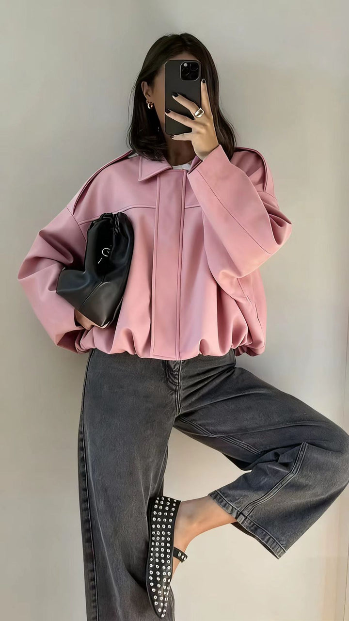 Damen Kurzjacke im Oversize‑Schnitt mit Ballon Saum und Schulterklappen Drune