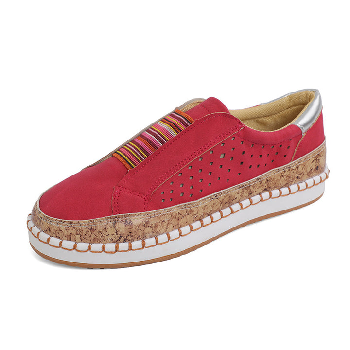 Damen nan leichte Slipper-Sneaker mit Korkrand und perforiertem Obermaterial Drune