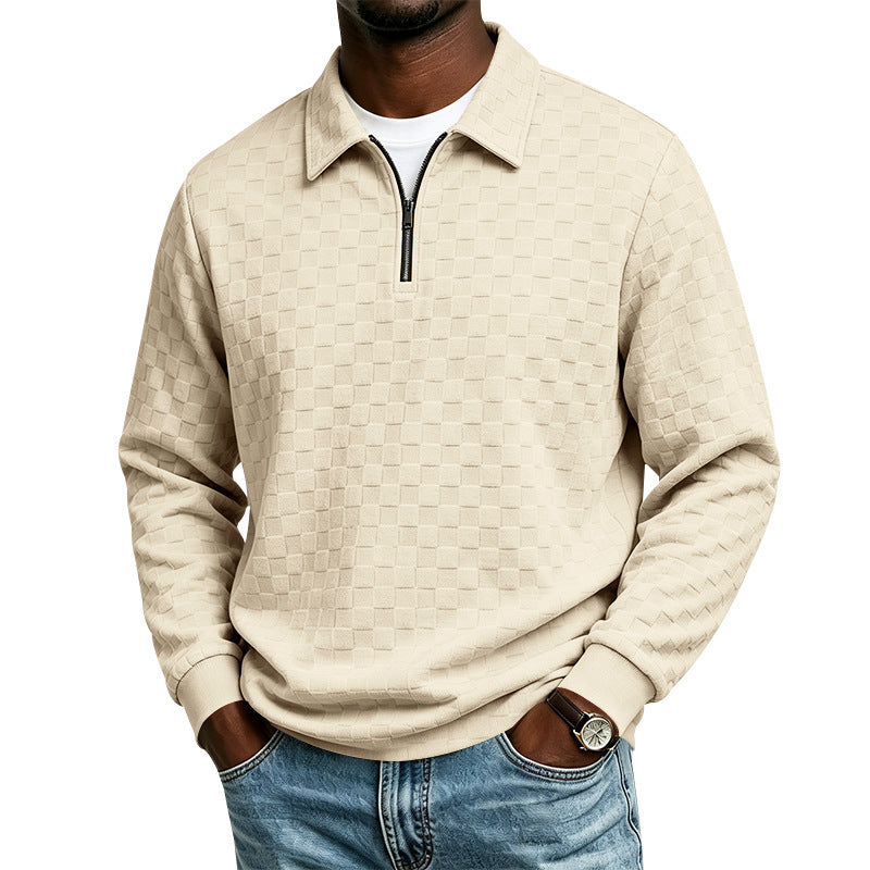 Herren Strukturierter Strickpullover mit Troyer-Kragen und halbem Reißverschluss Drune