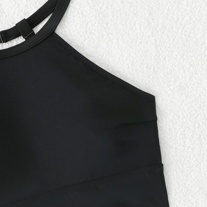 Badeanzug Oberteil mit Hochkragen und floraler Hochschnitt-Hose Drune